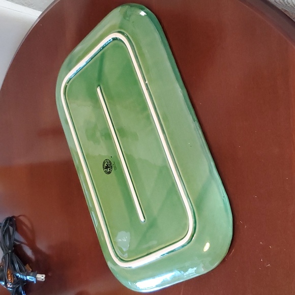 Very Rare Vintage Portuguese Bordallo Pinheiro Green Ivy serving plater Lattice - Picture 8 of 10